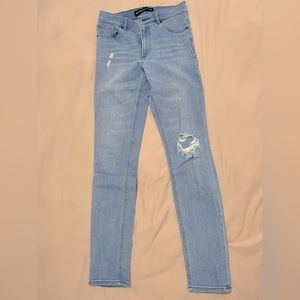 Express, high rise skinny legging blue jeans, size 4r